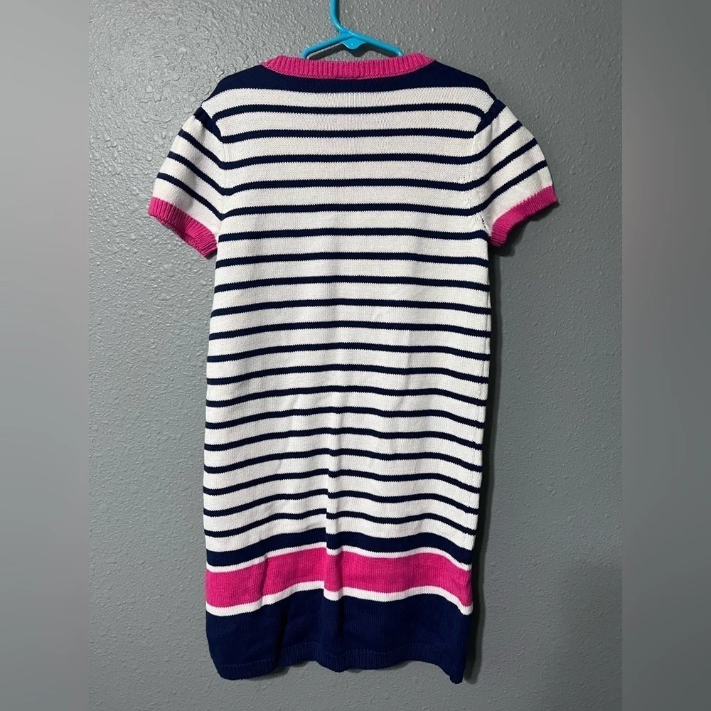 NWT Gymboree Girls Striped Dress Sz 7-8 White Pink Navy Summer Fun Party Church.